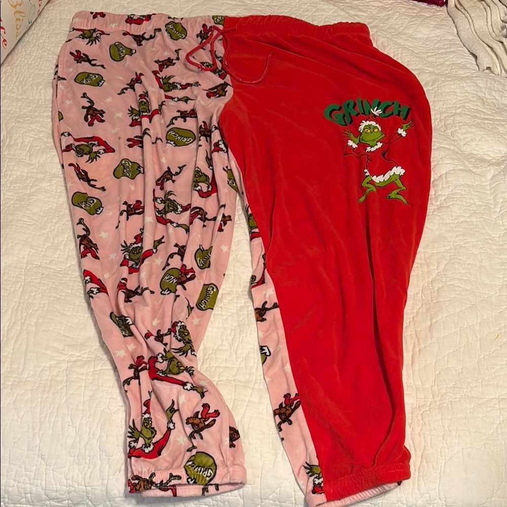 The Grinch Festive Pink and Red Pajama Bottoms with Soft Comfort